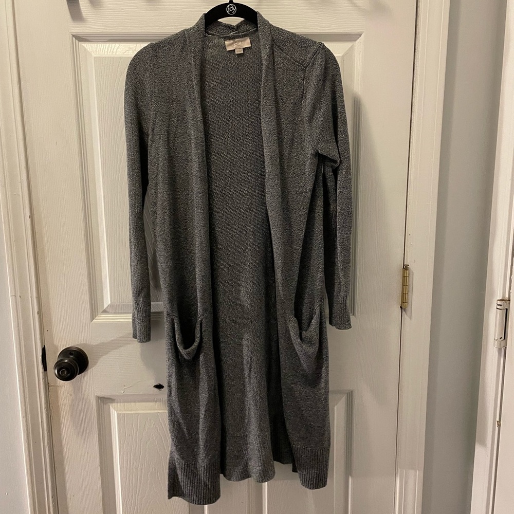 EUC Loft gray marl long cardigan two pockets